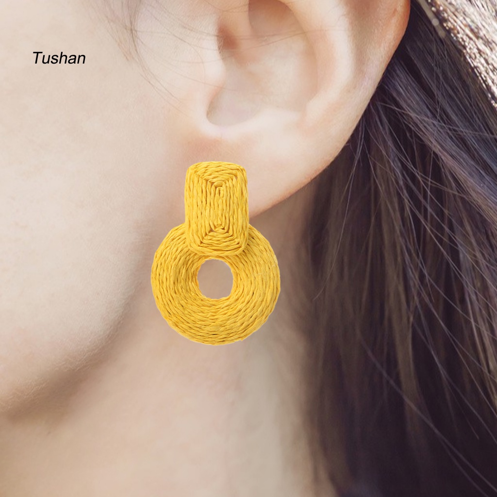 1 Đôi Bông Tai Tròn Nhiều Màu Sắc Phù Hợp Đi Biển Dành Cho Nữ