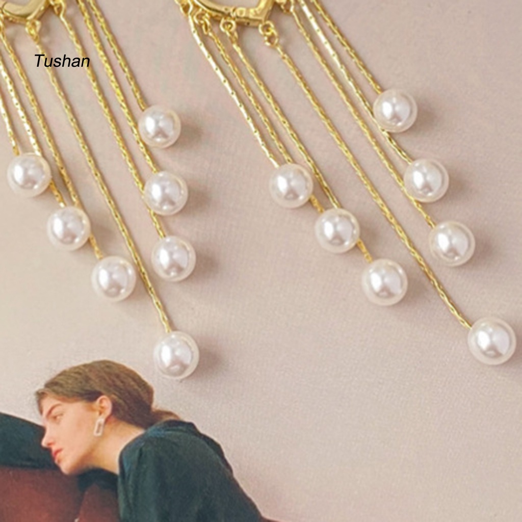 1 Đôi Bông Tai Đính Ngọc Trai Giả Phong Cách Bohemian Dành Cho Nữ