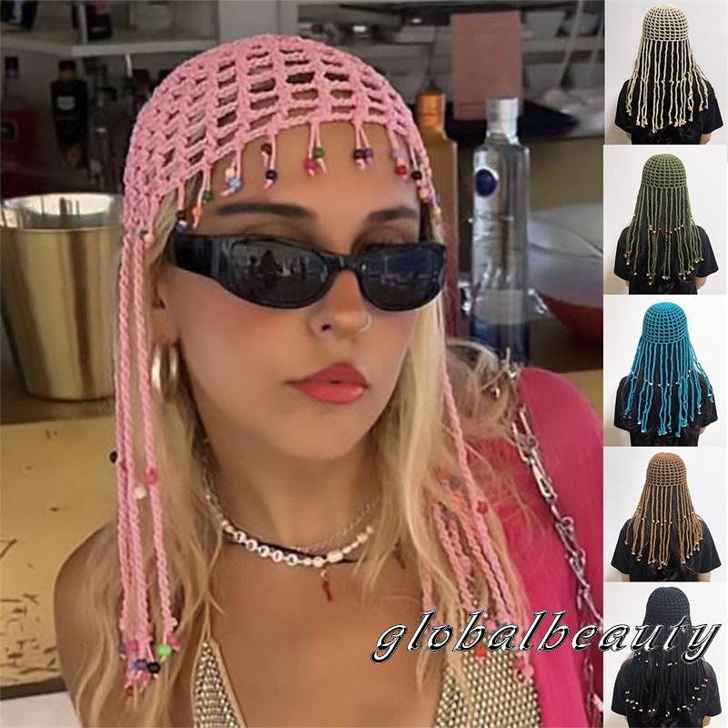 Mũ Beanie Đan Len Thủ Công Đính Hạt Thời Trang Cho Nữ