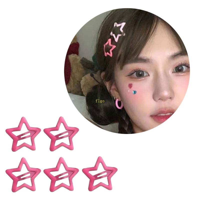 Set 10 Kẹp Tóc Kim Loại Chống Trượt Hình Ngôi Sao Màu Sắc Ngọt Ngào