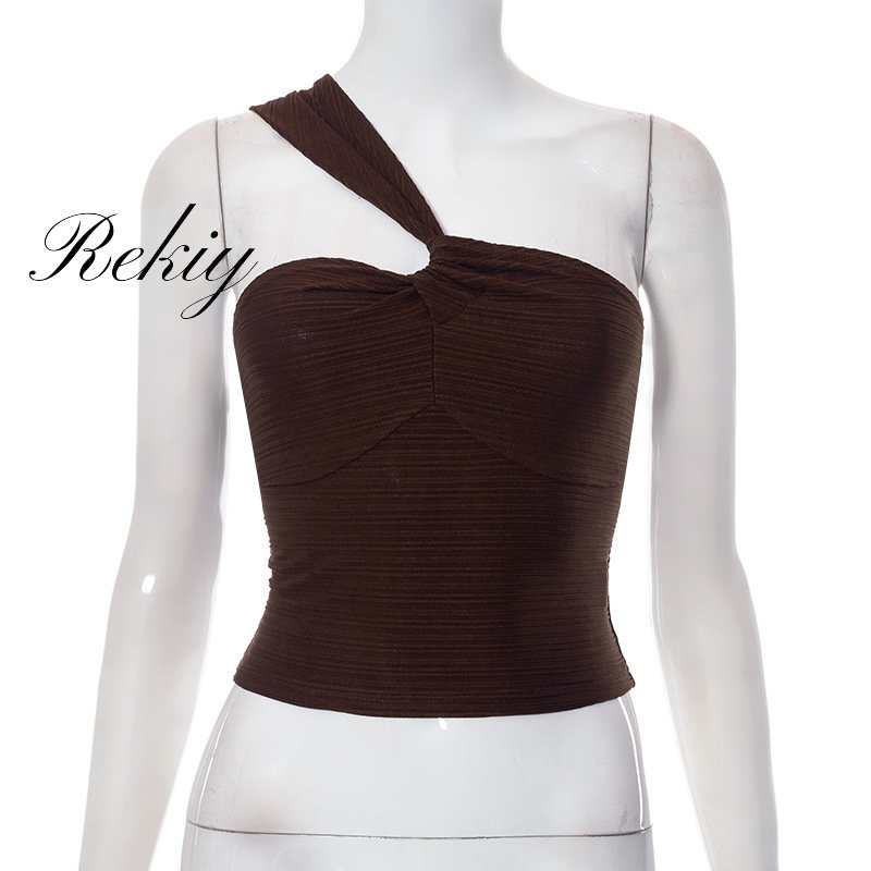 Áo Tank Top Hai Dây Lệch Vai Màu Trơn Thời Trang 2023