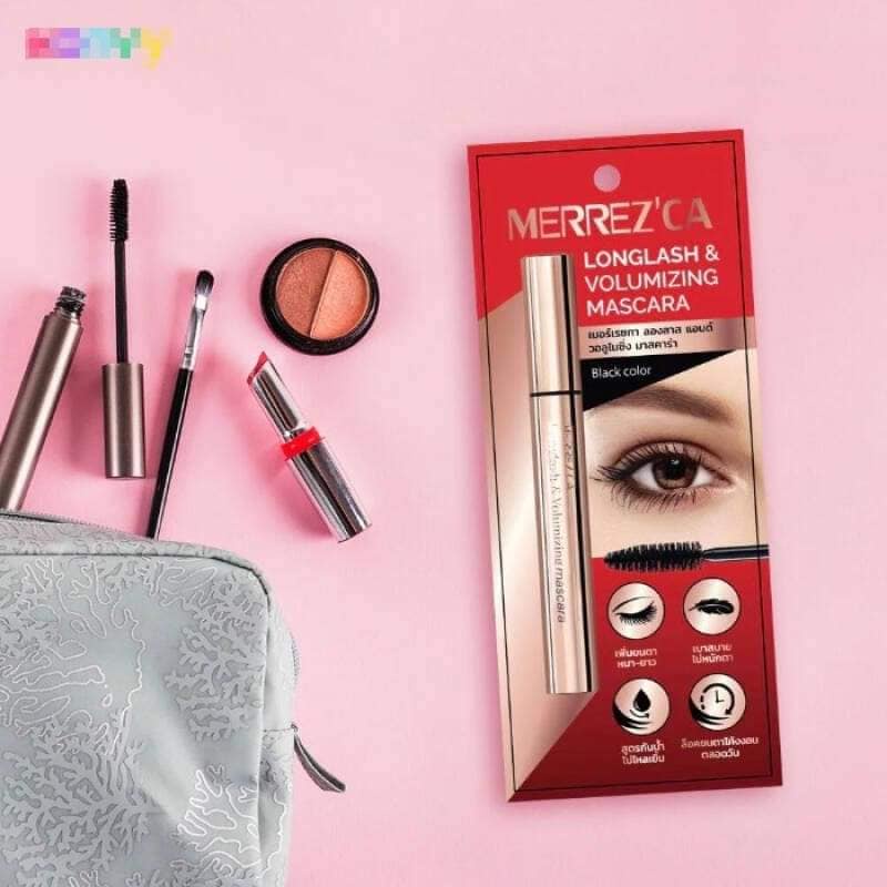 Mascara & Bút kẻ mắt Merrezca Longlash & Volumizing Mascara / Bút kẻ mắt siêu đen & lâu trôi Thái lan