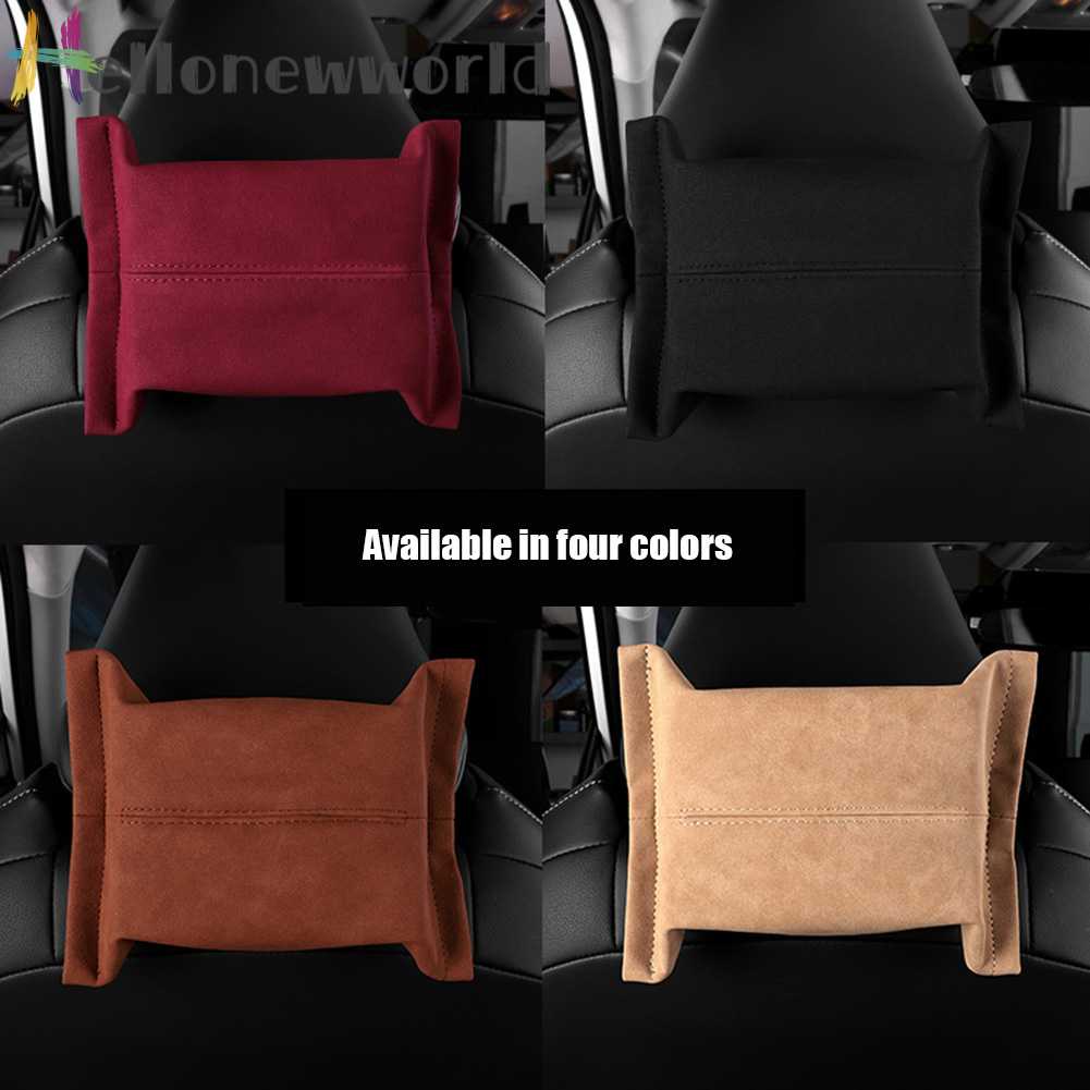 Hộp Đựng Khăn Giấy Bằng Da Lộn Gắn Ghế Sau Xe Hơi Tiện Dụng