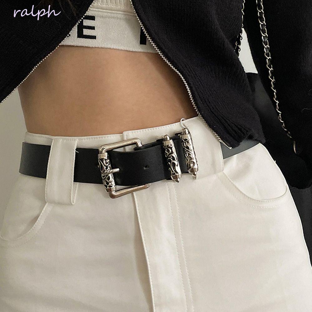 Thắt Lưng Da PU Bản Rộng Y2K Khóa Điều Chỉnh Được Phong Cách Punk Hàn Quốc Dễ Phối Đồ Cho Nữ