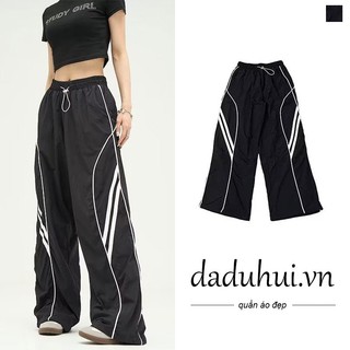 Daduhui New American Style Ins Striped Casual Pants Women's High Waist Loose Sports Pants Jogging Pants