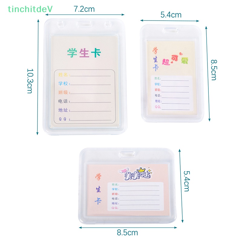 Set 1 Hộp Đựng Thẻ Tên Bằng Nhựa Trong Suốt Có Thể Thu Gọn Kèm Dây Đeo Tiện Dụng Cho Học Sinh