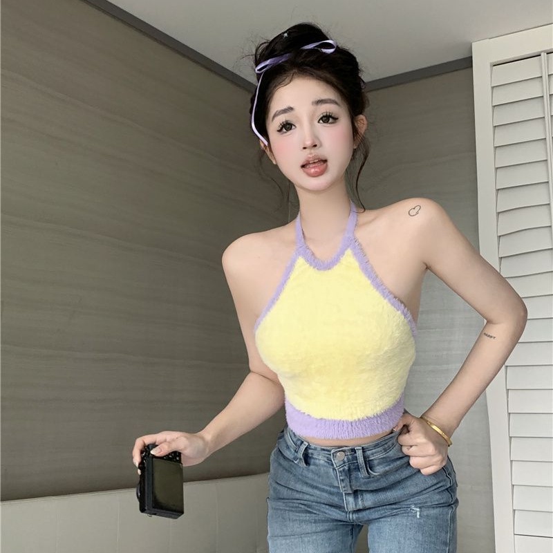 COZOK Áo Dệt Kim Sát Nách Dáng Ngắn Thời Trang Quyến Rũ Cho Nữ