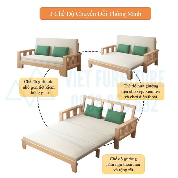 Giường Sofa thông minh gấp gọn, sofa giường gỗ giá rẻ chất lượng cao siêu đẹp siêu tiện lợi