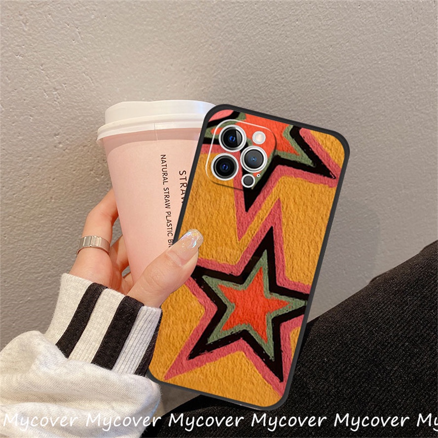 Ốp Điện Thoại Silicon Mềm Họa Tiết Ngôi Sao Màu Cam Cho iPhone 11 13 12 14 Pro Max X XR Xs Max 6 7 8 Plus