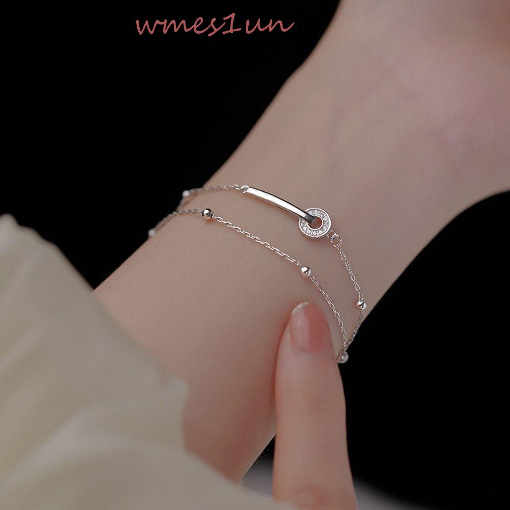 Vòng Tay Hai Lớp WMES15H Đơn Giản Tinh Tế Cho Nữ|Vòng Đeo Tay Bằng Thép Titan Hợp Kim Thời Trang