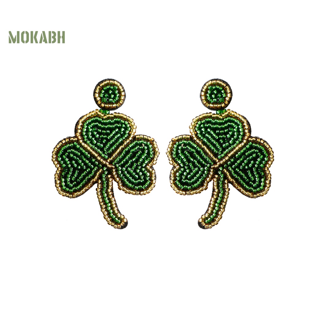 1 Đôi Bông Tai Dáng Dài Hình Học Màu Xanh Lá Tạo Không Khí Chống Mài Mòn Thời Trang Cho Nữ