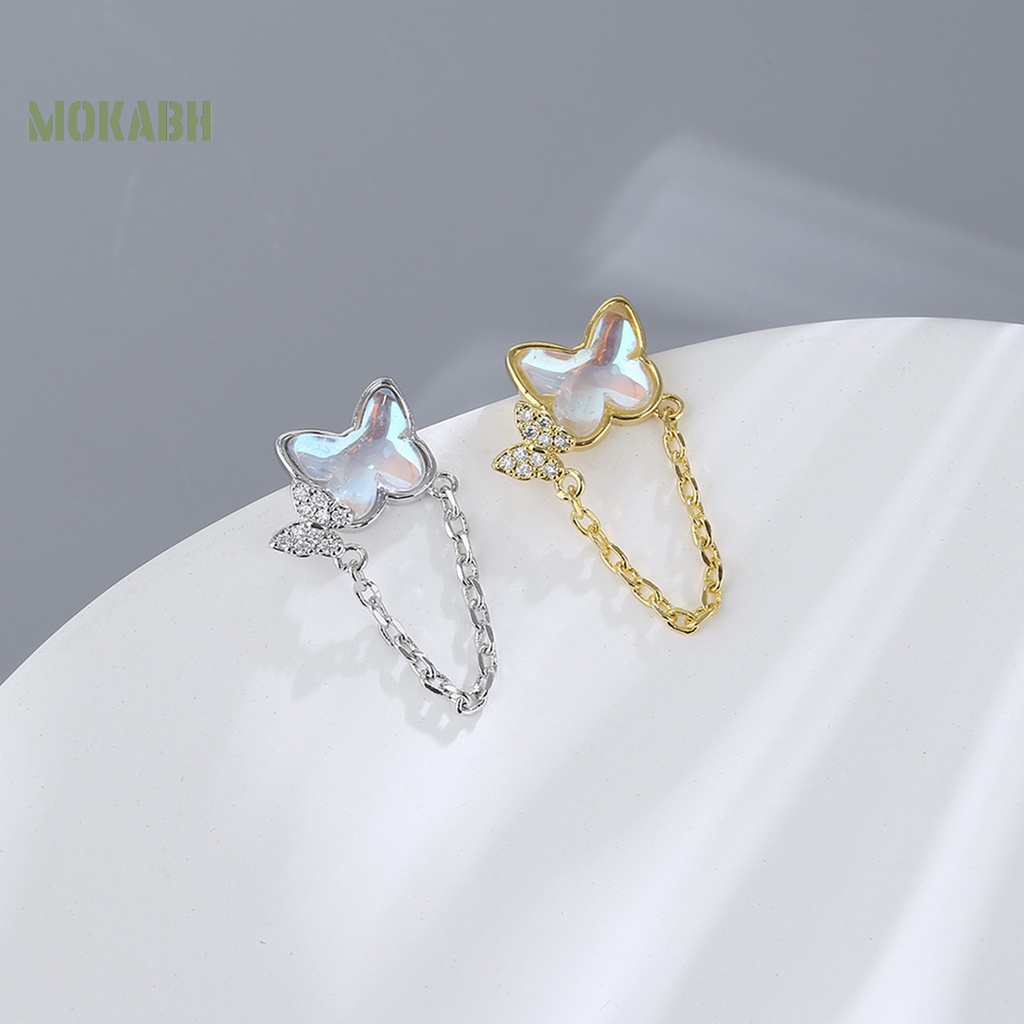 1 Đôi Bông Tai Hình Bướm Đính Đá Mặt Trăng Thời Trang Dành Cho Nữ