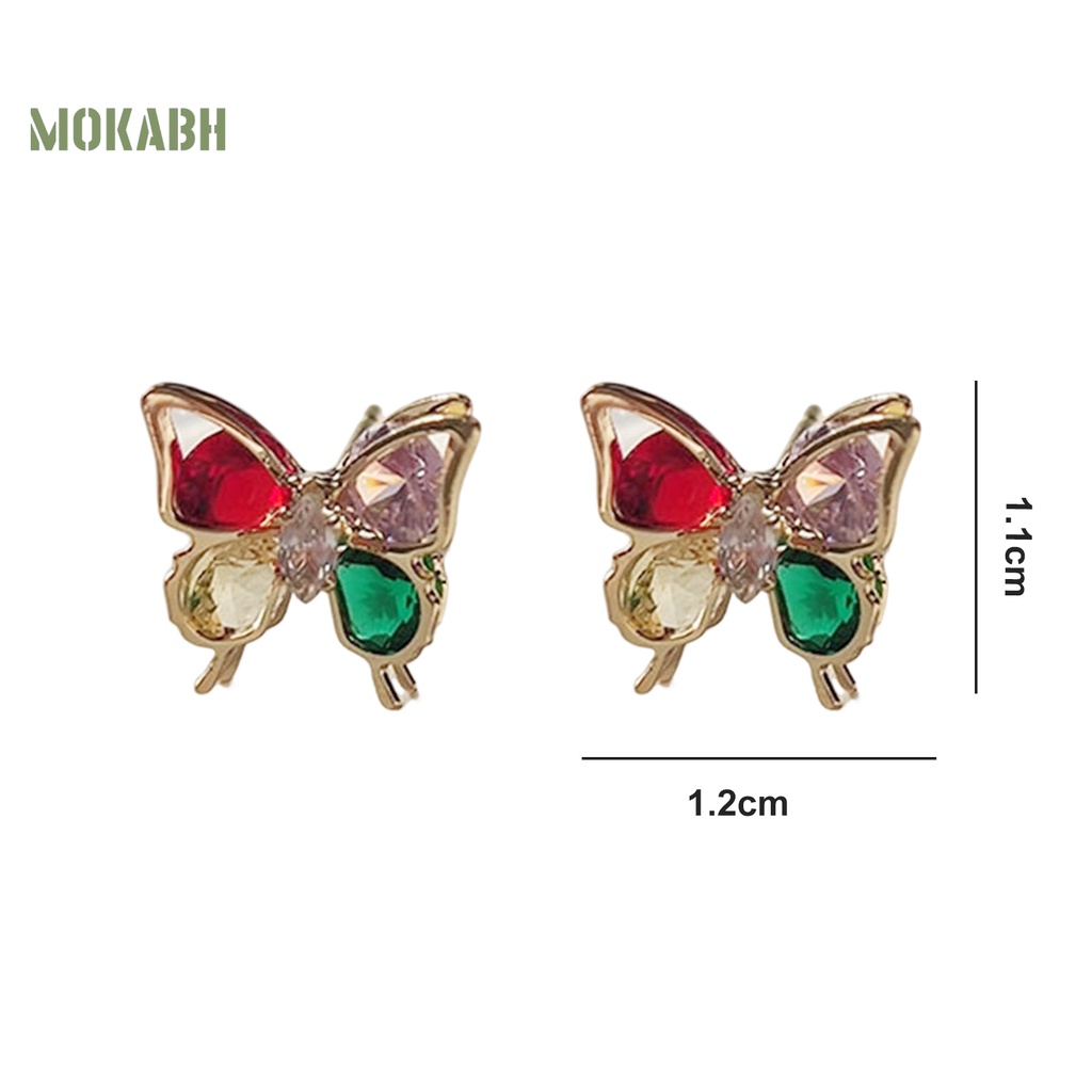 1 Đôi Bông Tai Hình Bướm Nhỏ Xinh Bằng Hợp Kim Đính Đá Zircon Dành Cho Nữ