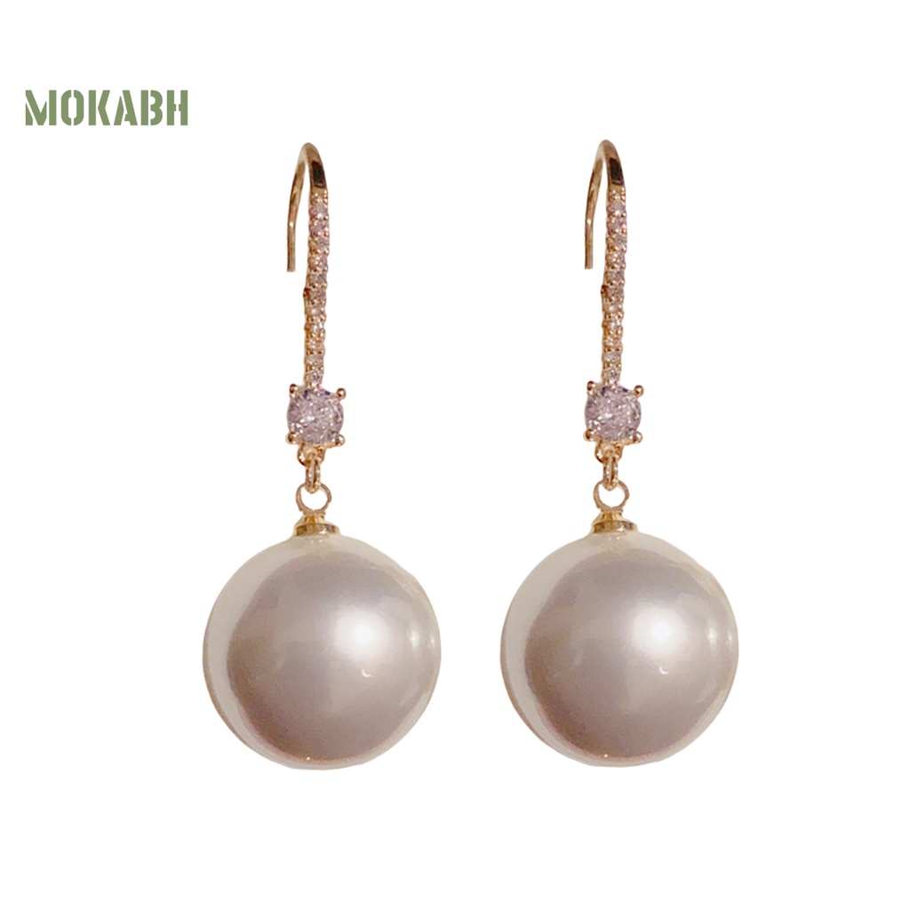 1 Đôi Bông Tai Móc Đính Đá Ngọc Trai Nhân Tạo Lấp Lánh Thời Trang