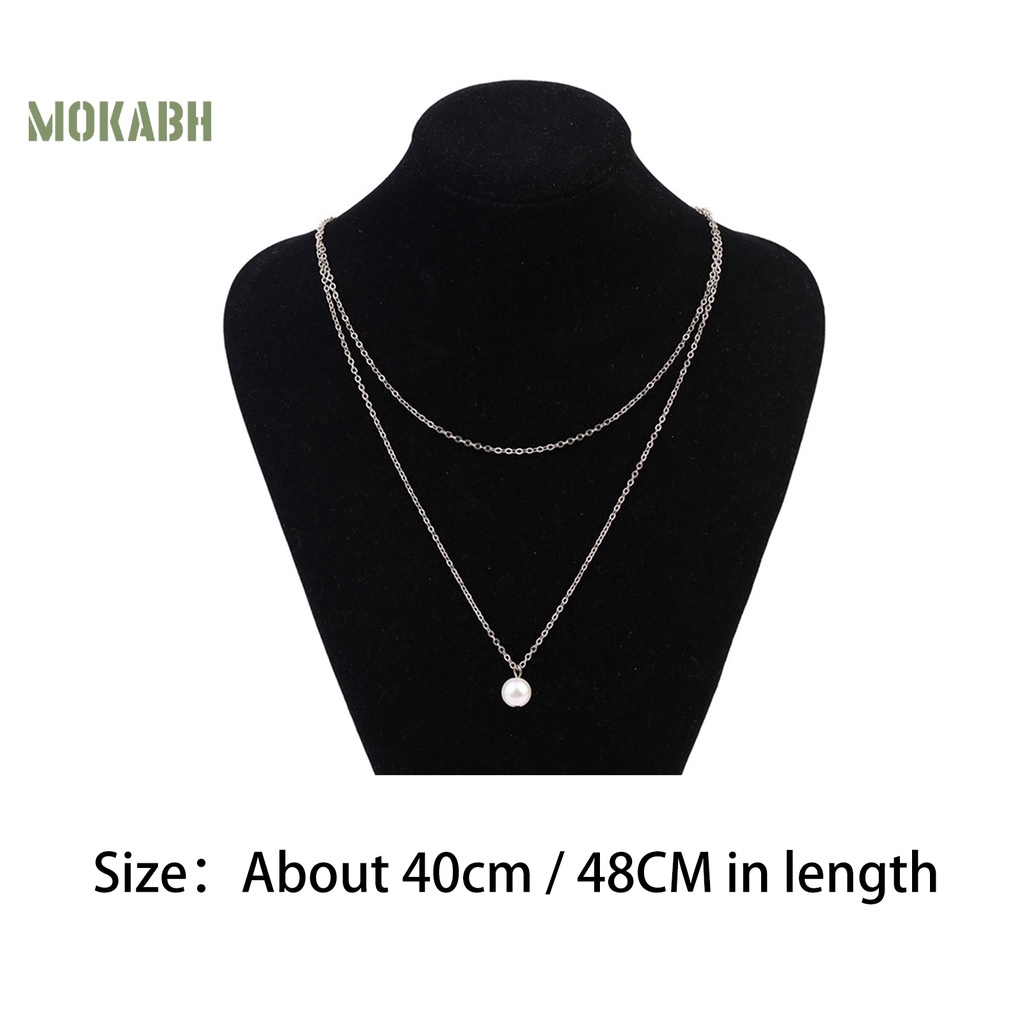 Vòng cổ Hai Lớp Đính Ngọc Trai Nhân Tạo Đơn Giản Chống Mài Mòn Thời Trang Dự Tiệc Cho Nữ