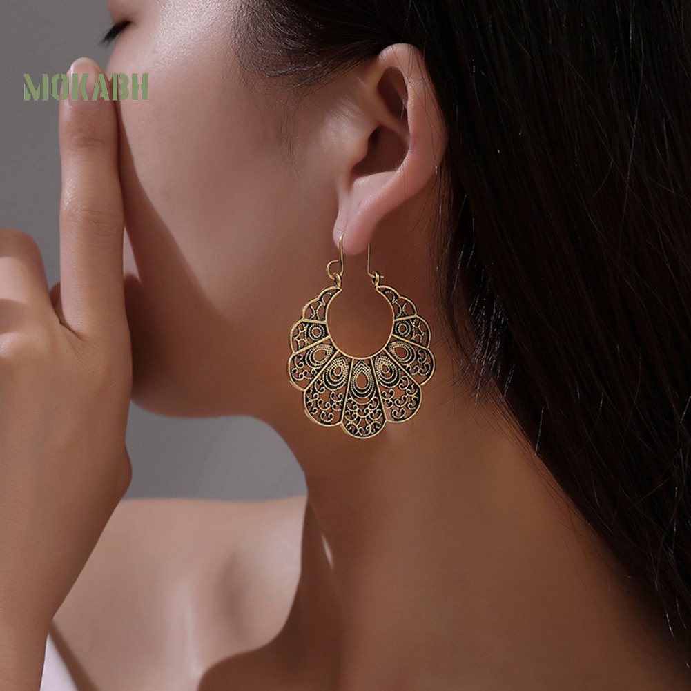 Bông Tai Hình Tròn Thiết Kế Đục Lỗ Phong Cách Cổ Điển Thời Trang Cho Nữ