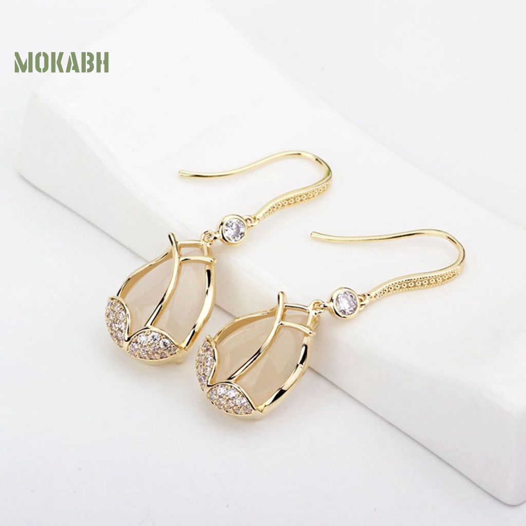 1 Đôi Bông Tai Hoa Tulip Đính Đá Lấp Lánh Cao Cấp Không Gây Dị Ứng Sang Trọng Dành Cho Nữ