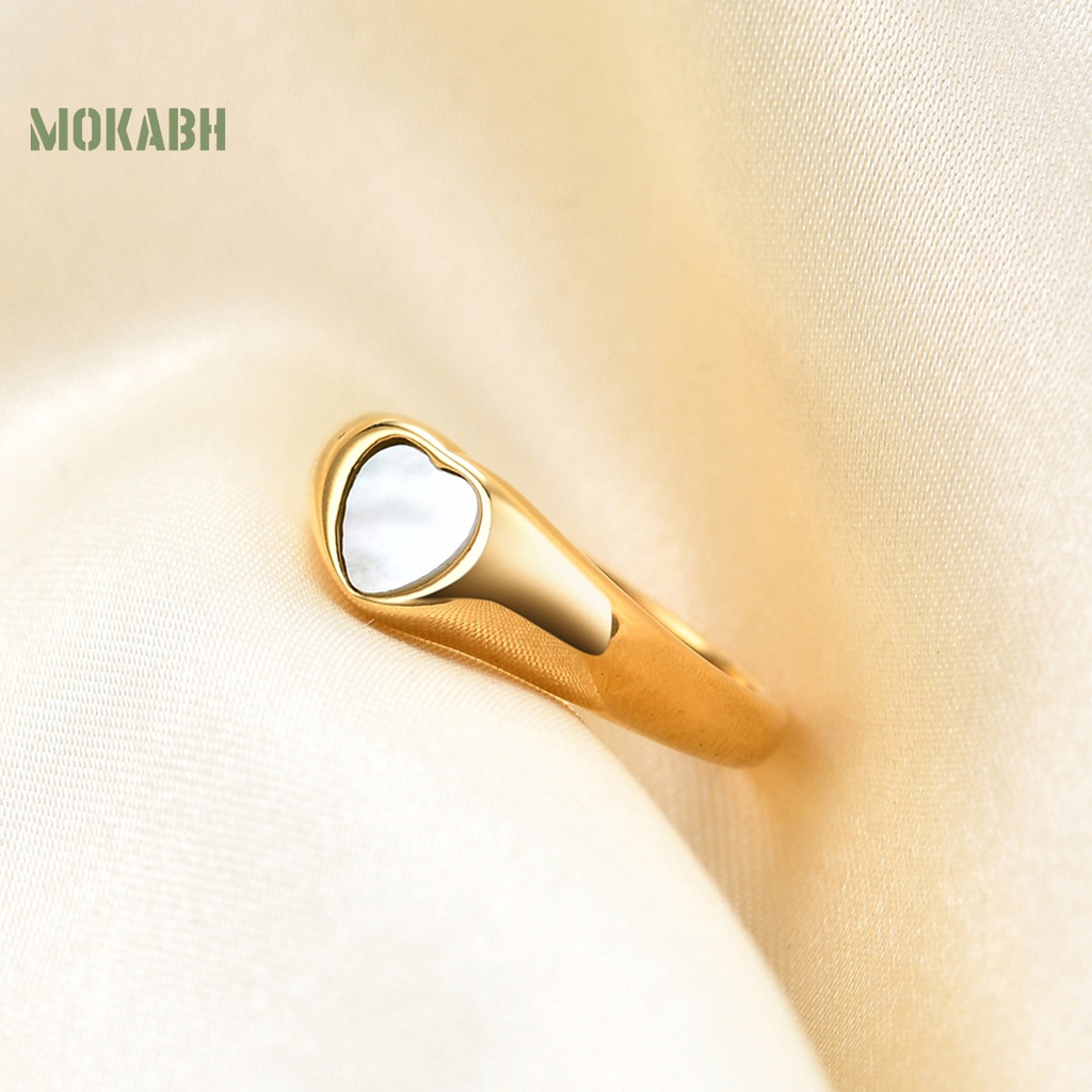 Nhẫn Hình Trái Tim Mạ Điện Sáng Bóng Chống Mài Mòn Dễ Lên Màu Cá Tính Thích Hợp Làm Quà Valentines Cho Nữ