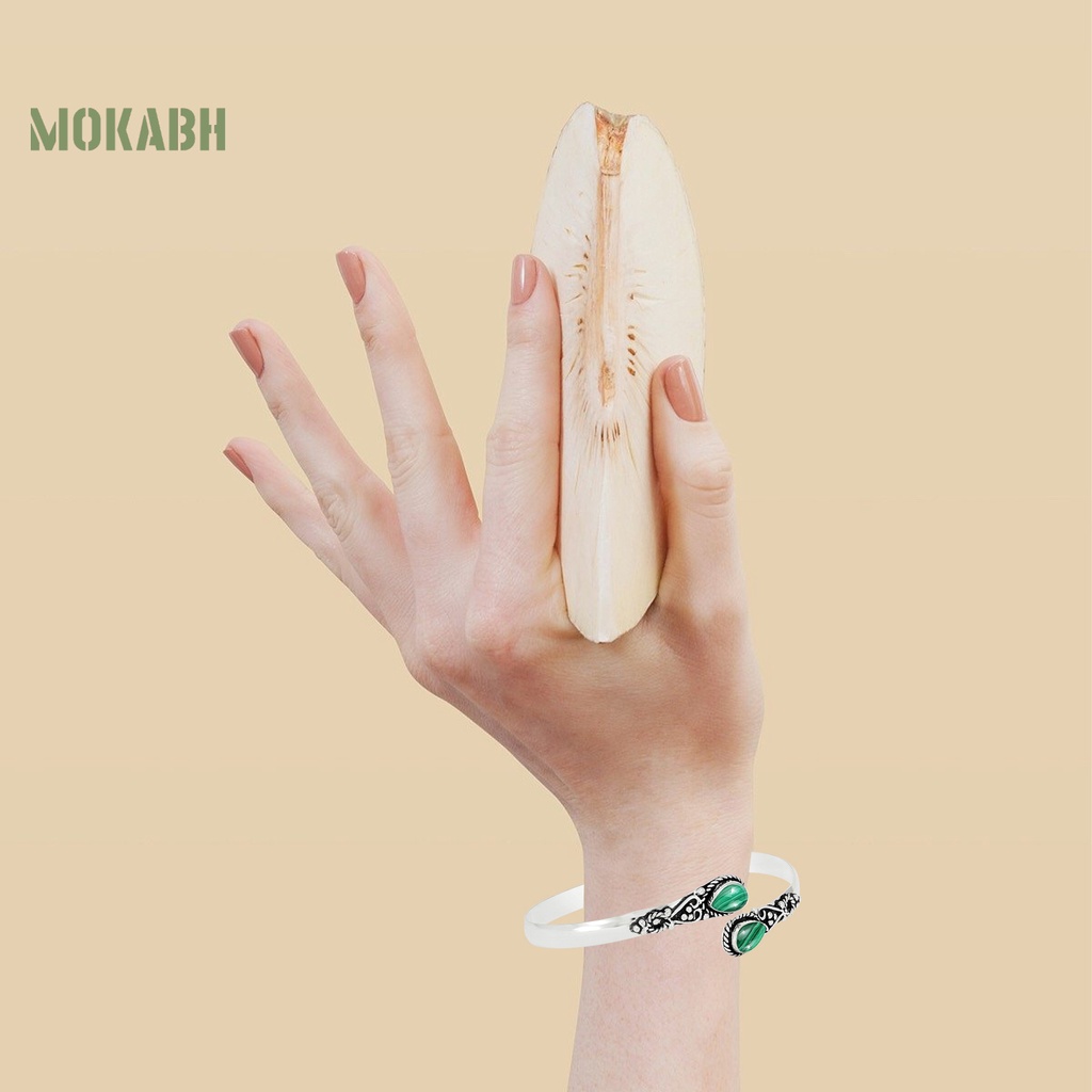 [Mới] Vòng Đeo Tay Dạng Hở Đính Đá Ngọc Lam Giả Hình Giọt Nước Thủ Công Có Thể Điều Chỉnh Trang Sức Cá Tính