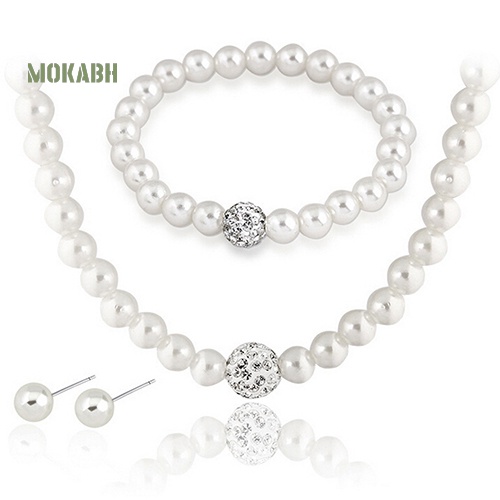 Bộ Trang Sức Vòng cổ / Vòng Tay / Bông Tai Đính Ngọc Trai Nhân Tạo Thời Trang Cho Nữ