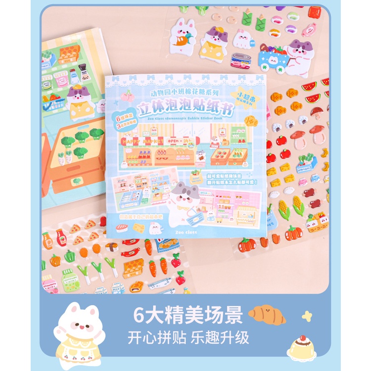 Miếng Dán Trang Trí Sổ Tay Hình Sở Thú Marshmallow Dễ Thương Cho Bé