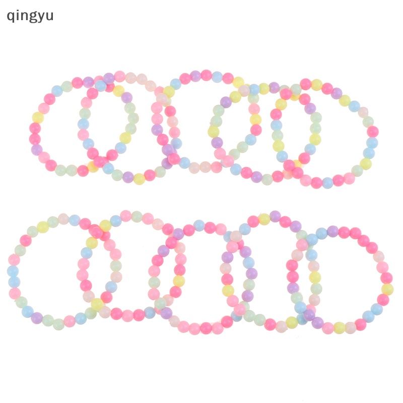 Set 10 Vòng Tay Chuỗi Hạt Ngọc Trai Co Giãn Nhiều Màu Dễ Thương Cho Bé Gái