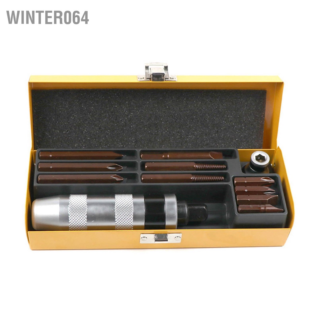 Winter064 Bộ mũi vít tác động với hộp lưu trữ Công cụ sửa chữa ô tô di để loại bỏ các ốc bị rỉ sét