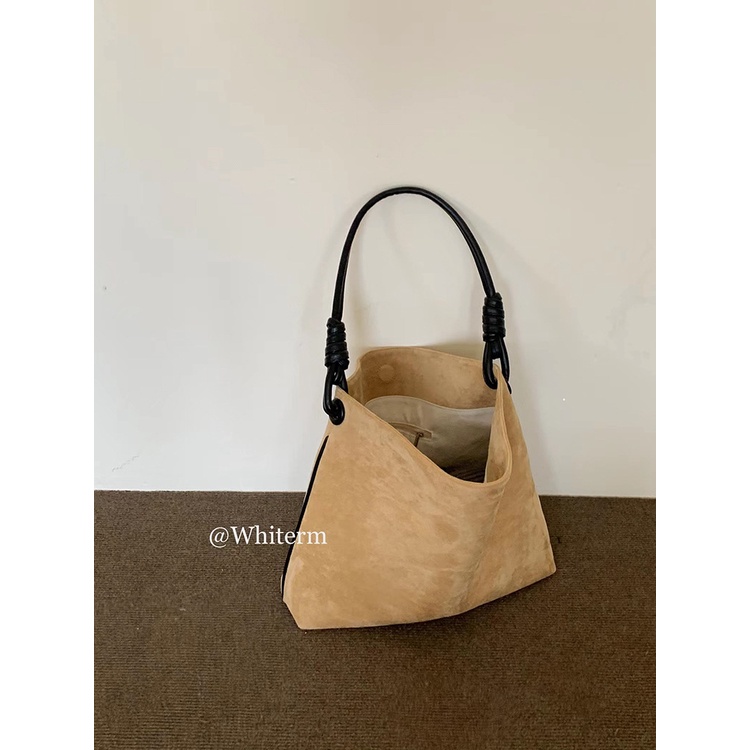 Túi Xách Da Lộn Cỡ Lớn Màu Sắc Tương Phản Phong Cách Hàn Quốc Thời Trang Thu Đông Cho Nữ