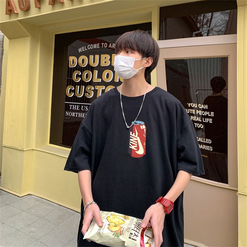 Áo Thun Tay Ngắn Dáng Rộng In Chữ Tiếng Anh Thiết Kế Thoáng Khí Thoải Mái Cho Nam