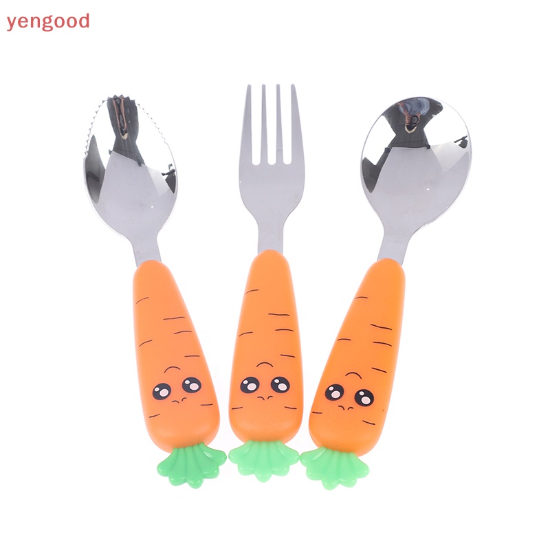 1 Muỗng Nĩa Ăn Bằng Thép Không Gỉ Hình Hoạt Hình Cho Trẻ Em