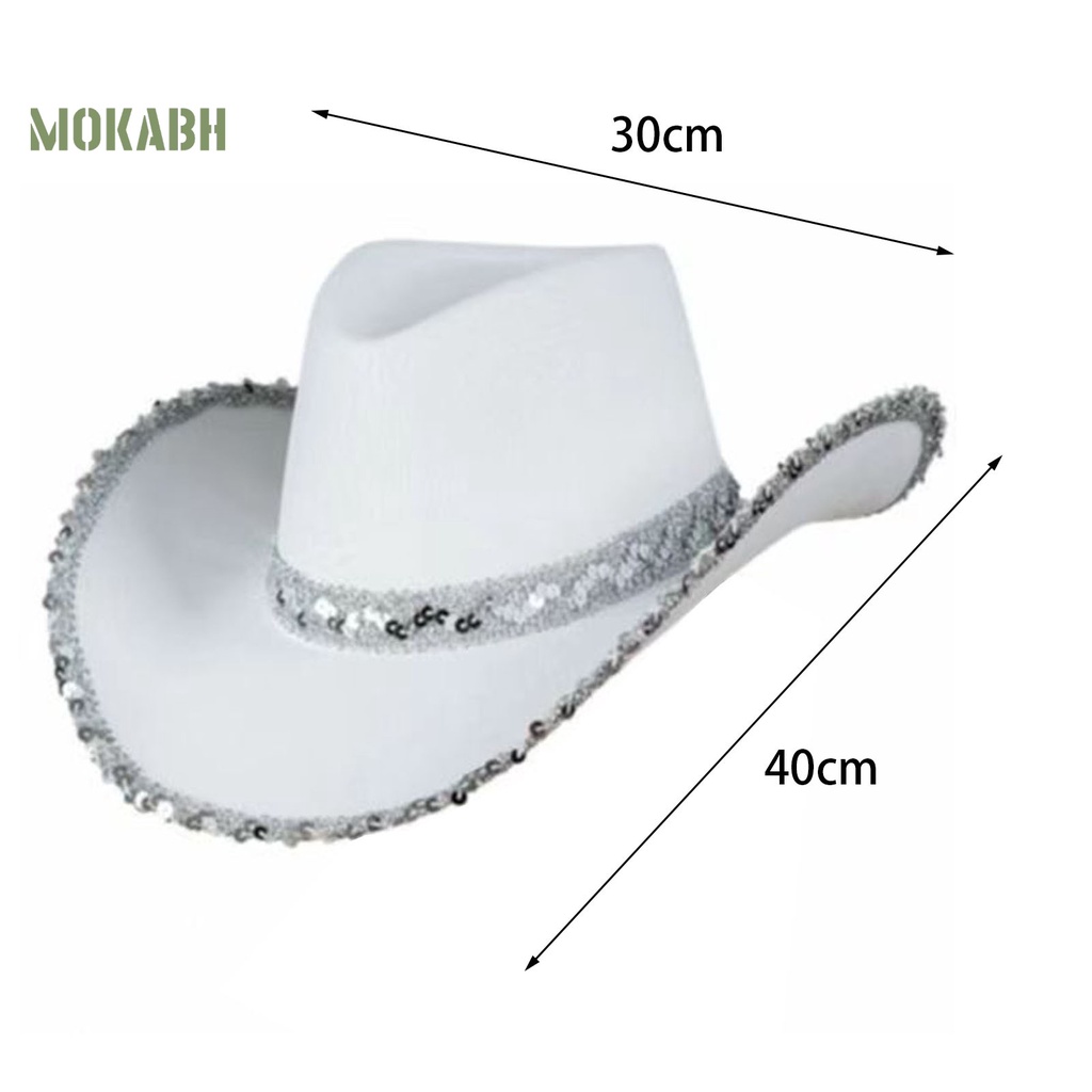 Mũ Cao Bồi Đính Kim Sa Màu Sắc Tương Phản Phong Cách Phương Tây Cho Nữ