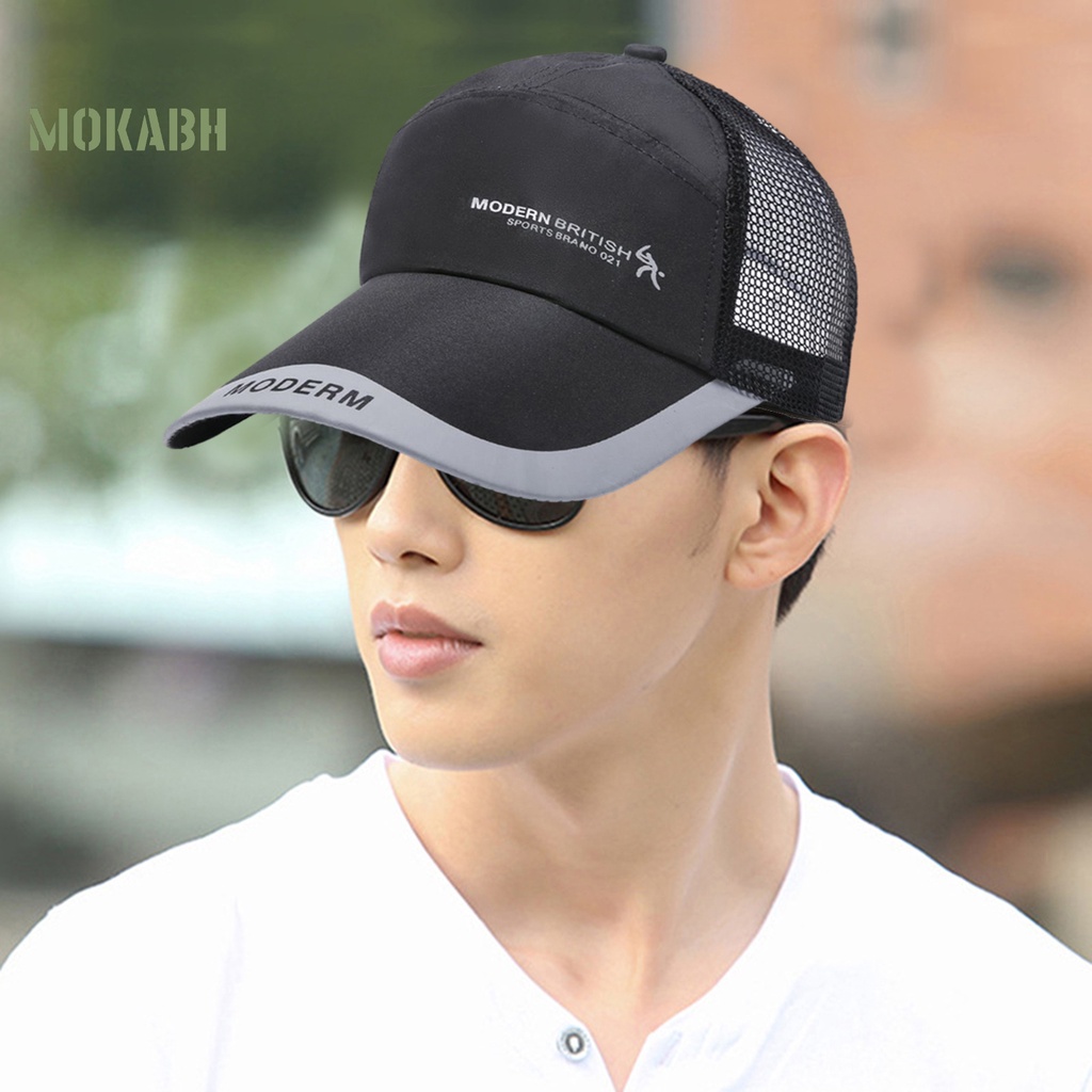 [Mok Abh] Mũ Lưỡi Trai Phối Lưới Thêu Họa Tiết Phong Cách Thể Thao Thời Trang Mùa Hè Cho Nữ