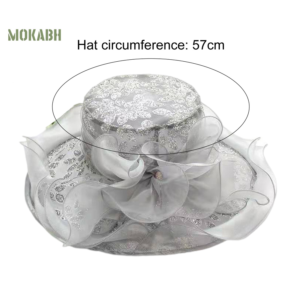 [Mok Abh] Mũ Vải Rộng Vành Đính Hoa Có Thể Gập Lại Được Dùng Cho Tiệc Cưới