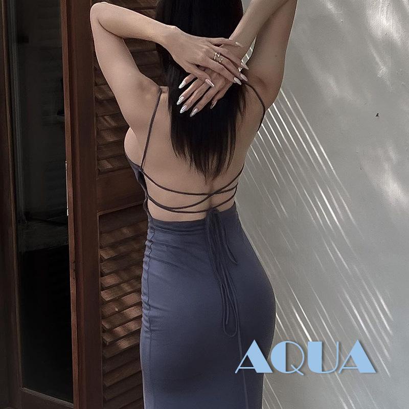 Đầm Hai Dây Dáng Dài Hở Lưng Thời Trang Mùa Hè Cho Nữ