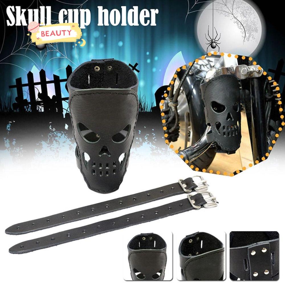 Giá Để Bình Nước Bằng Da Hình Đầu Lâu Cho Xe Máy