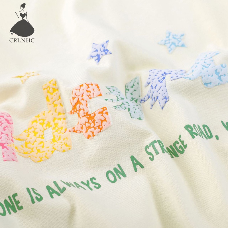 Áo Thun Tay Ngắn Cổ Tròn Dáng Rộng In Hình Ngôi Sao Thời Trang Mùa Hè Cho Nữ