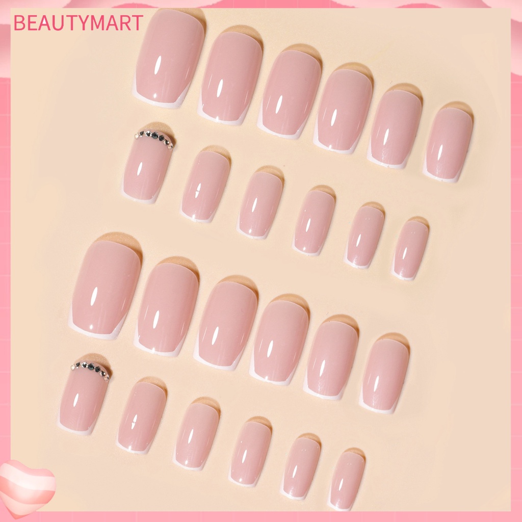 Bộ 24 Móng Tay Giả Bằng Nhựa ABS Che Phủ Toàn Diện Màu Sắc Sống Động Kèm Keo Nhấn