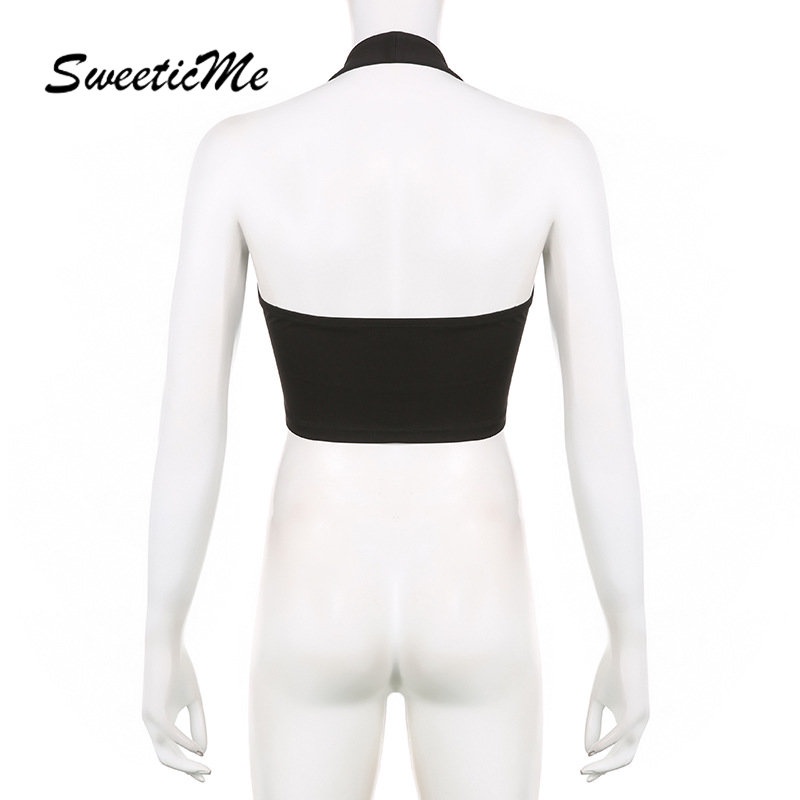 Áo Tank Top Hai Dây Cổ Chữ V Dáng Ôm Phối Khóa Kéo Thời Trang Đường Phố 2023 Cho Nữ