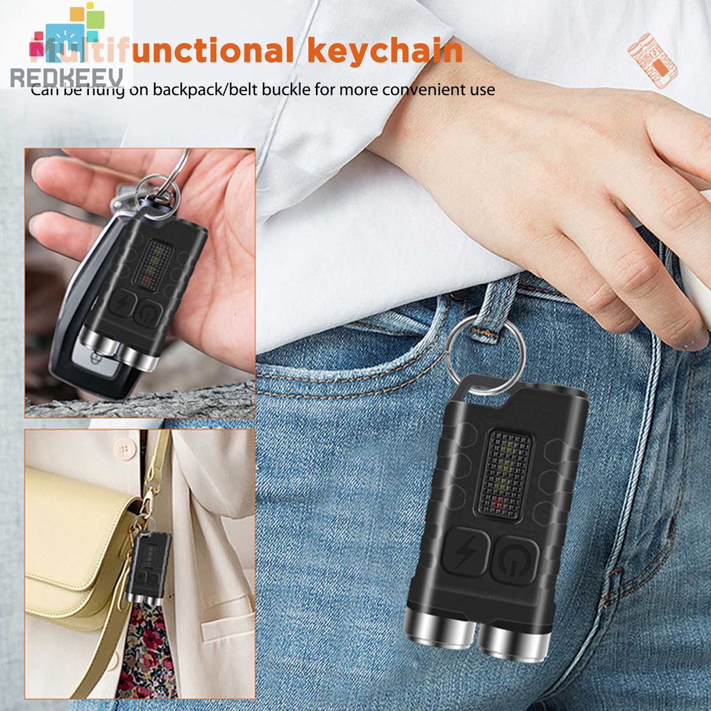 Móc Khóa Đèn Pin Mini EDC 900LM Kèm Cáp USB Type-C