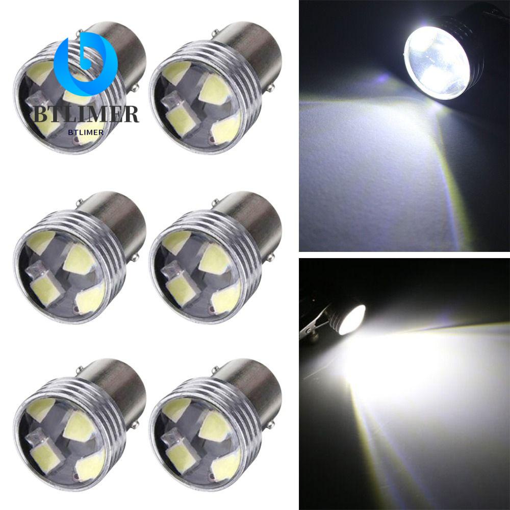 6 Bóng Đèn LED Ba15S 1156 P21 / 5W Siêu Sáng Cho Xe Hơi