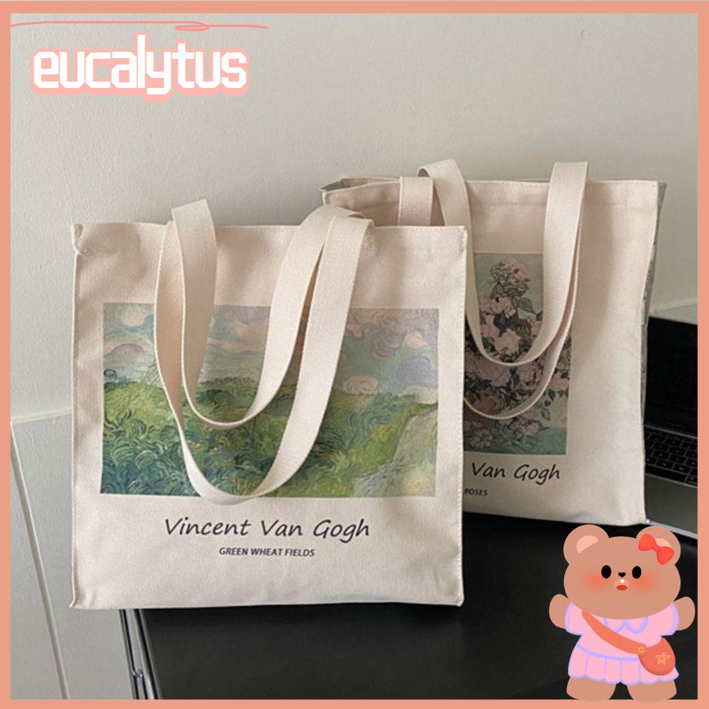 Eutus Túi Xách Đeo Vai Mua Sắm Bằng Vải Canvas Dày Siêu Có Khóa Kéo Cho