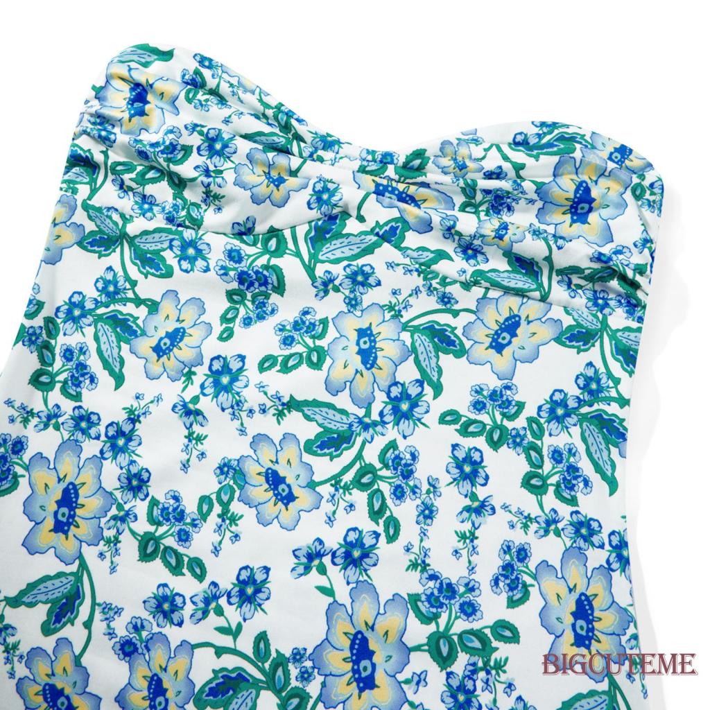 Đầm Dài Không Dây Hở Lưng Họa Tiết Hoa Thời Trang Mùa Hè Cho Nữ