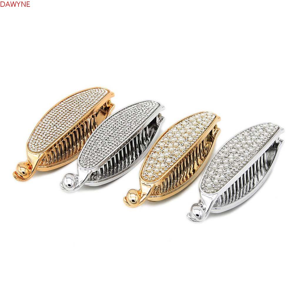 Kẹp Tóc Hình Quả Chuối Cổ Điển Dành Cho Nữ Toàn Bộ|Ngọc Trai Giả|Giá Đỡ Buộc Tóc Đuôi Ngựa Tiện Dụng