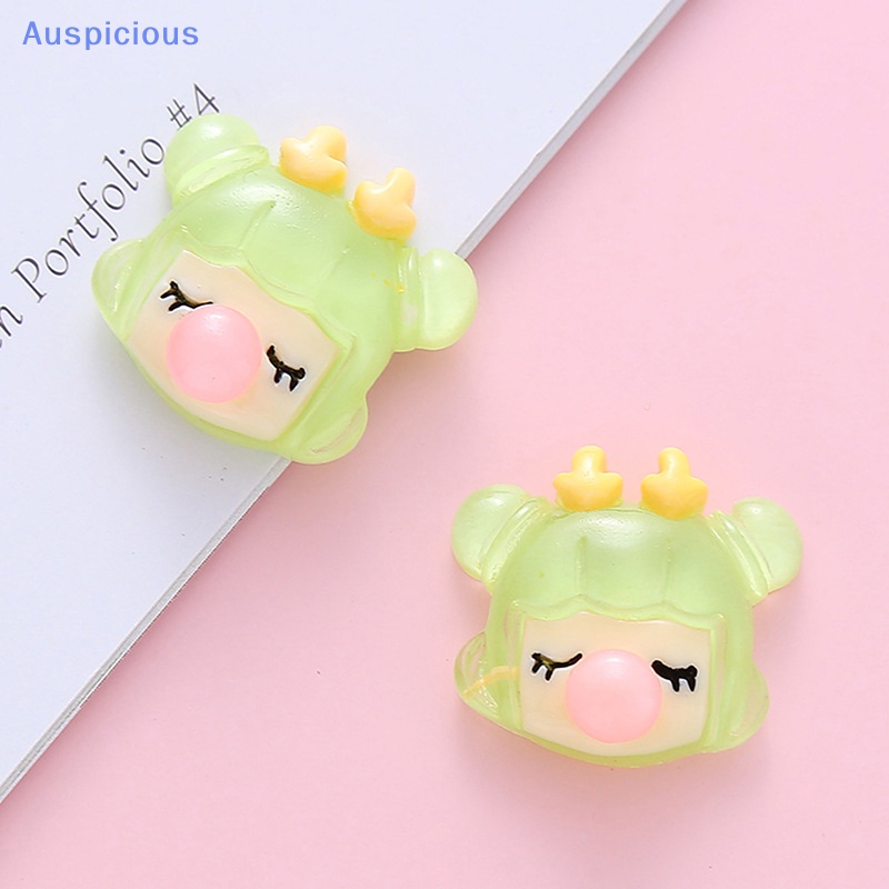 Set 5 Đầu Cô Gái Thổi Bong Bóng Bằng Nhựa Resin Trong Suốt DIY Cho Điện Thoại