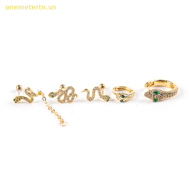 Onemetertn Khuyên Tai Bạc / Vàng Zircon Rắn CZ Bằng Thép Không Gỉ Helix Xỏ Sụn Tai