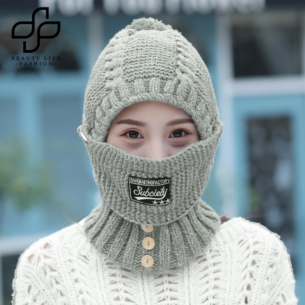 Mũ Dệt Kim Siêu Mềm Co Giãn Màu Trơn Chống Gió Giữ Ấm Cho Nữ