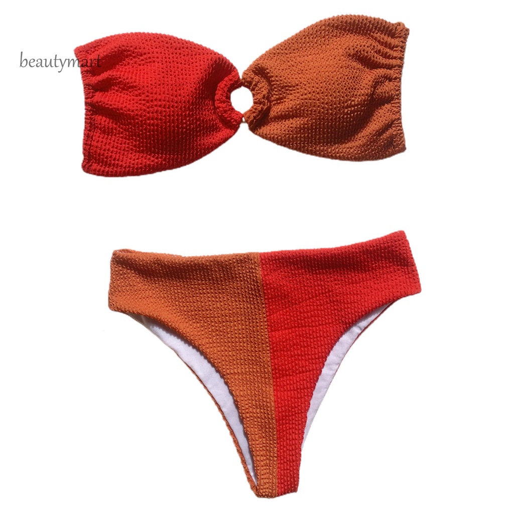 Bộ Bikini 2 Mảnh Dây Cột Màu Sắc Tương Phản Thời Trang Cho Nữ