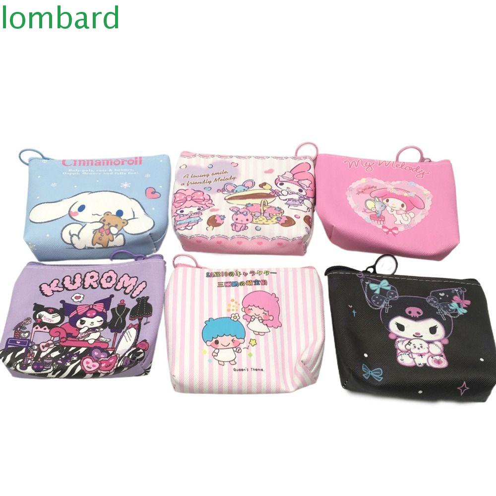 Ví Da PU Đựng Thẻ ID / Son Môi / Tiền Xu Đa Năng Họa Tiết Mèo Kitty / Melody Cinnamoroll Dễ Thương Cho Nữ Giá Đỡ