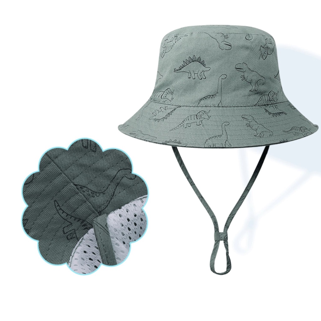Nón Tai Bèo Mỏng Họa Tiết Khủng Long Đáng Yêu Thời Trang Mùa Hè Dành Cho Trẻ