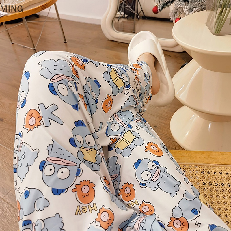 Ming Quần Ngủ Dáng Rộng Thoáng Khí Mùa Hè In Hình Cá Lạ Hoạt Hình Mặc Ở Nhà Giải Trí Có Thể Worn